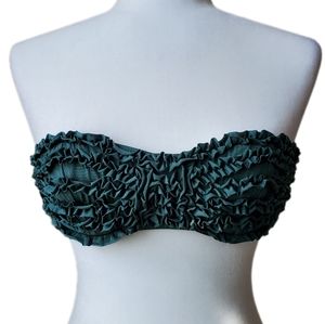 J.CREW Bandeau Ruffle Bikini Top Teal Size 32B